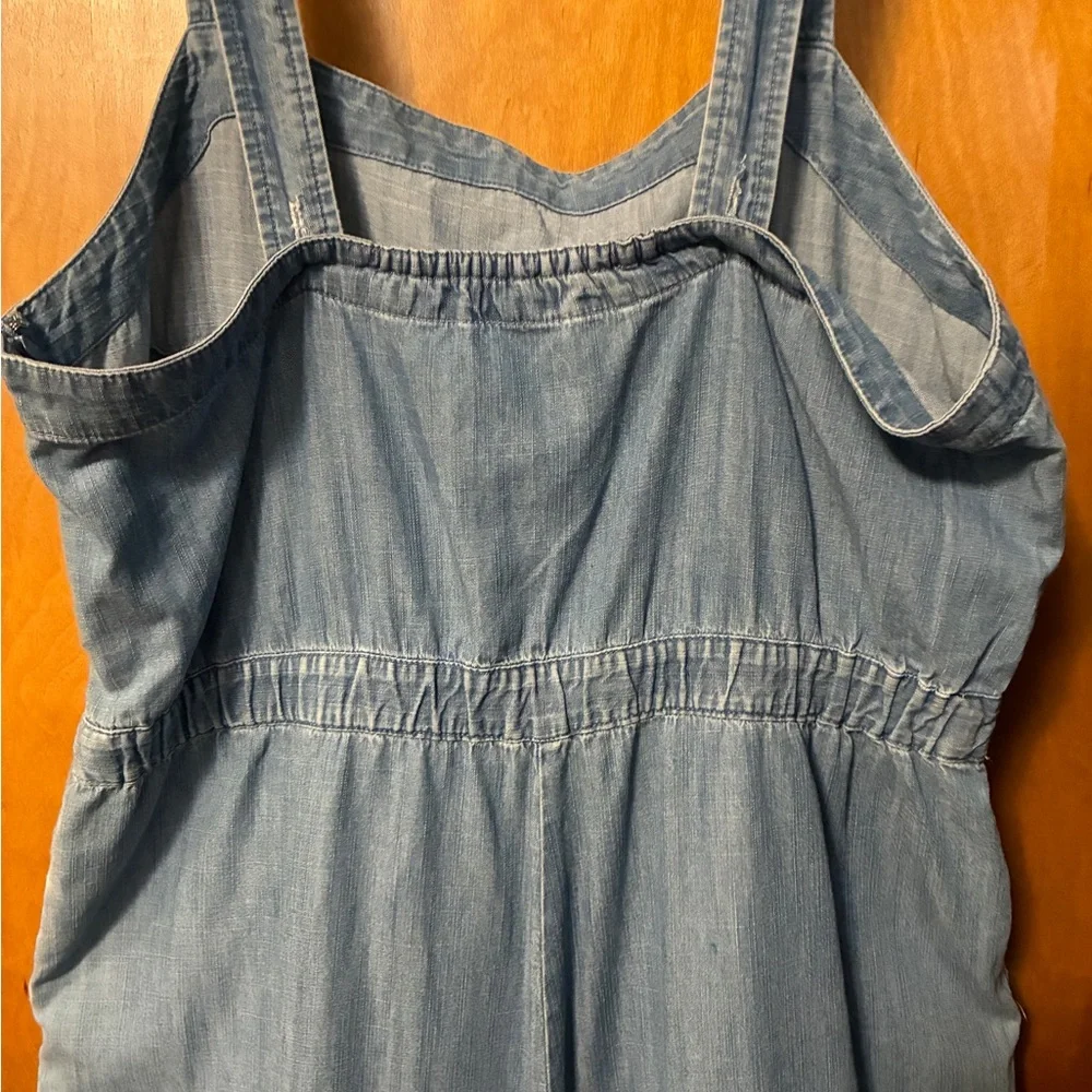 J Crew Light Blue Denim Women's Wide-Leg Overalls pockets 14 - Picture 7 of 11